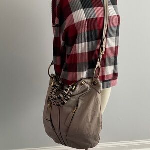 or Yany large leather taupe crossbody bag.